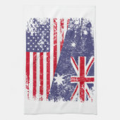 Linge De Cuisine AUSTRALIAN ROOTS Half American Flag AUSTRALIE (Vertical)