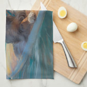 Linge De Cuisine Australian Shepherd Beach Surfing Peinture (Quart Plié)