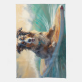 Linge De Cuisine Australian Shepherd Beach Surfing Peinture (Vertical)