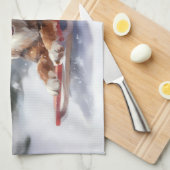 Linge De Cuisine Australian Shepherd hiver neige de Noël (Quart Plié)