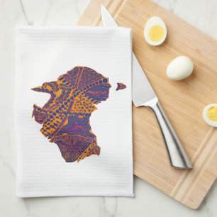 Linge De Cuisine Australie Carte Doodle Orange Purple