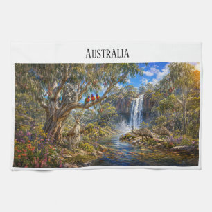 Linge De Cuisine Australie Faune et Cascade Panorama Céramique
