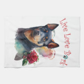 Linge De Cuisine Australien Kelpie Chien Maman Floral (Horizontal)