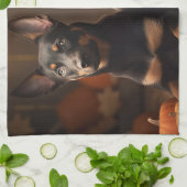 Linge De Cuisine Australien Kelpie Puppy Citrouille de plaisir d'au (Plié)