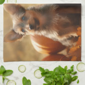 Linge De Cuisine Australien Terrier Chiot Automne Citrouille de pla (Plié)