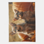 Linge De Cuisine Australien Terrier Chiot Automne Citrouille de pla (Vertical)