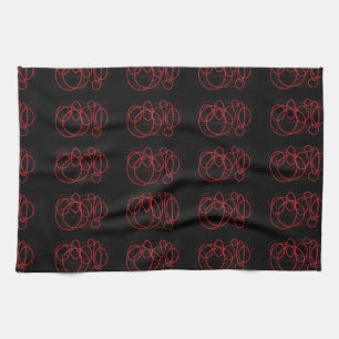 Linge De Cuisine Autocollant des cercles noir et rouge
