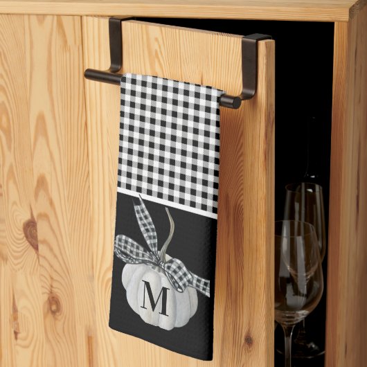 Linge De Cuisine Automne Agritourisme Citrouille noir blanc Buffalo (Pliage en tiers)