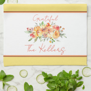 Linge De Cuisine Automne aquarelle florale personnalisée