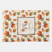 Linge De Cuisine Automne/Automne Feuilles Famille Monogramme Action (Horizontal)