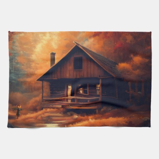 Linge De Cuisine Automne/Automne/Halloween/Peinture rustique (Horizontal)