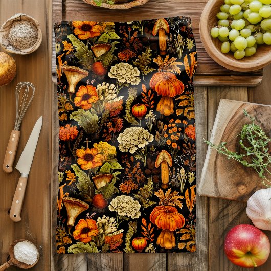 Linge De Cuisine Automne Boho gothique floral foncé