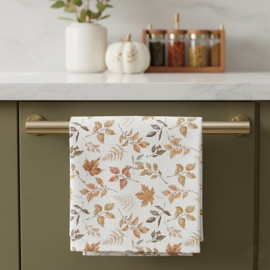 Linge De Cuisine Automne Botanique Automne Thème Sec Feuille Orange