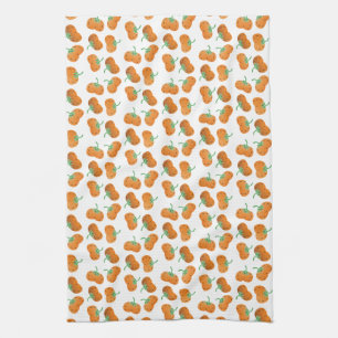 Linge De Cuisine Automne Citrouille Motif Automne Vert Orange
