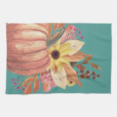 Linge De Cuisine Automne citrouille terre cuite orangée turquoise (Horizontal)