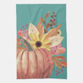 Linge De Cuisine Automne citrouille terre cuite orangée turquoise (Vertical)