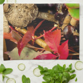 Linge De Cuisine Automne Feuilles automnales, châtaignes champignon (Plié)