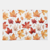 Linge De Cuisine Automne Feuilles Terracotta Brown Boho Motif (Horizontal)