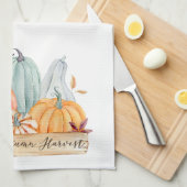 Linge De Cuisine Automne Harvest Citrouilles verts (Quart Plié)