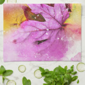 Linge De Cuisine Automne pastel feuille d'érable aquarelle élégant (Plié)