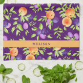 Linge De Cuisine Automne Pêche Plums Purple Vert Orange Fruits mign (Plié)