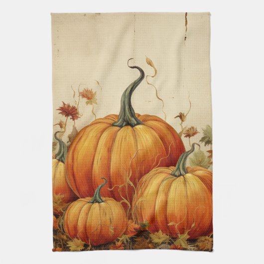 Linge De Cuisine Automne Rustique Orange Citrouille (Vertical)