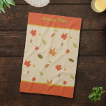 Linge De Cuisine Automne Verticale Colorée Laisse du texte personna<br><div class="desc">Ces feuilles d'automne colorées de chênes,  d'érables et beaucoup d'autres sont parfaites pour éclairer votre cuisine couleurs chaudes de l'automne. Vous pouvez customiser son message d'automne coloré par défaut Autumn Vibes.</div>