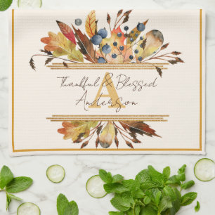Linge De Cuisine Autumn leaves frame personalized