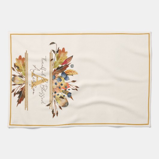 Linge De Cuisine Autumn leaves frame personalized (Horizontal)