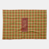 Linge De Cuisine Autumn Plaid Dish Towel Custom Name Thanksgiving (Horizontal)