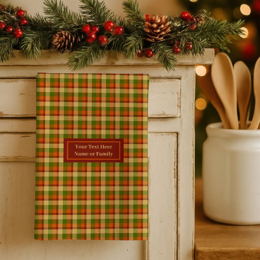 Linge De Cuisine Autumn Plaid Dish Towel Custom Name Thanksgiving