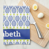 Linge De Cuisine Avec le nom 💙 🎾 bleu, vert, blanc 🎾 de tennis (Quart Plié)