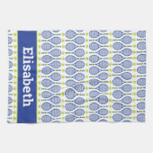 Linge De Cuisine Avec le nom 💙 🎾 bleu, vert, blanc 🎾 de tennis (Horizontal)