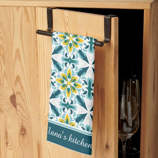 Linge De Cuisine Avec le texte VerdeSol Azulejo Harmony (Pliage en tiers)