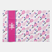 Linge De Cuisine Avec nom & initiale, raquettes de tennis rose & vi (Horizontal)