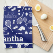 Linge De Cuisine Avec son nom 🎾 bleu et blanc 🎾 (Quart Plié)