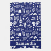 Linge De Cuisine Avec son nom 🎾 bleu et blanc 🎾 (Vertical)