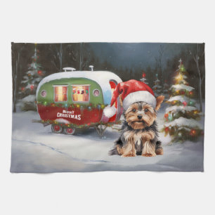 Linge De Cuisine Aventure de Noël en caravane pour Terrier du Yorks