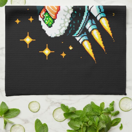 Linge De Cuisine Aventure Sushi 8 bits - Art Pixel Rétro (Plié)