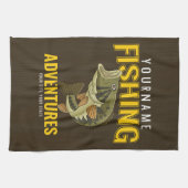 Linge De Cuisine Aventures de pêche personnalisées Basse Pêcheur (Horizontal)