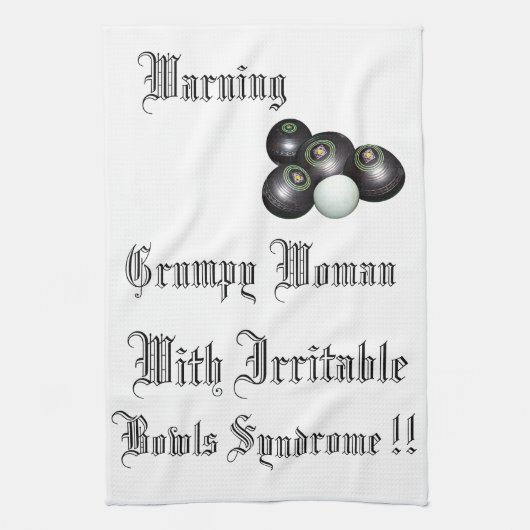 Linge De Cuisine Avertissement Grumpy Bowoman Femme Avec Des Bowles (Vertical)