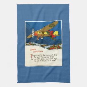 Linge De Cuisine Avion de Noël Vintage