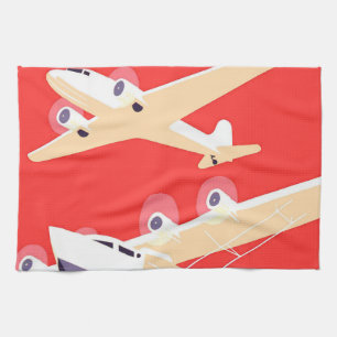Linge De Cuisine Avion en vol vintage WPA coloré