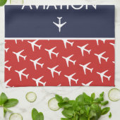 Linge De Cuisine Avion pilote à plan blanc funky (Plié)