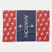 Linge De Cuisine Avion pilote à plan blanc funky (Horizontal)