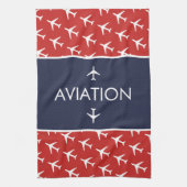 Linge De Cuisine Avion pilote à plan blanc funky (Vertical)