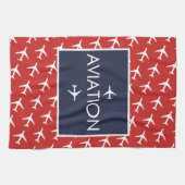 Linge De Cuisine Avion pilote à plan blanc funky (Horizontal)