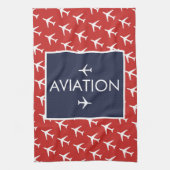 Linge De Cuisine Avion pilote à plan blanc funky (Vertical)