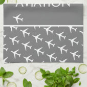 Linge De Cuisine Avion pilote d'avion à Avion blanc funky (Plié)