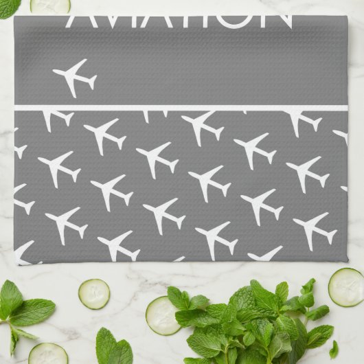 Linge De Cuisine Avion pilote d'avion à Avion blanc funky (Plié)